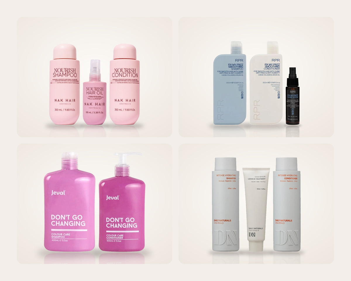 Gift sets and bundles: NAK Nourish, RPR Fix My Frizz, Jeval Don't Go Changing and Daily Naturals Intense Hydrating